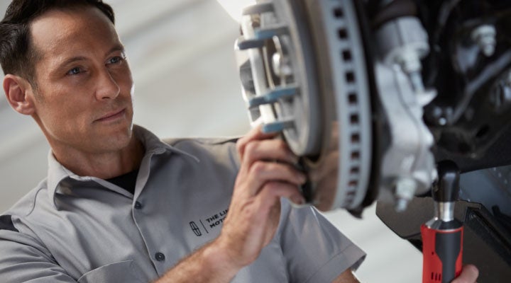 A person servicing vehicle
