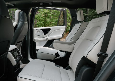 A side view of the second row with captain’s chairs in a 2027 Lincoln Aviator® Black Label™ SUV. | Johnson Brothers Lincoln in Temple TX