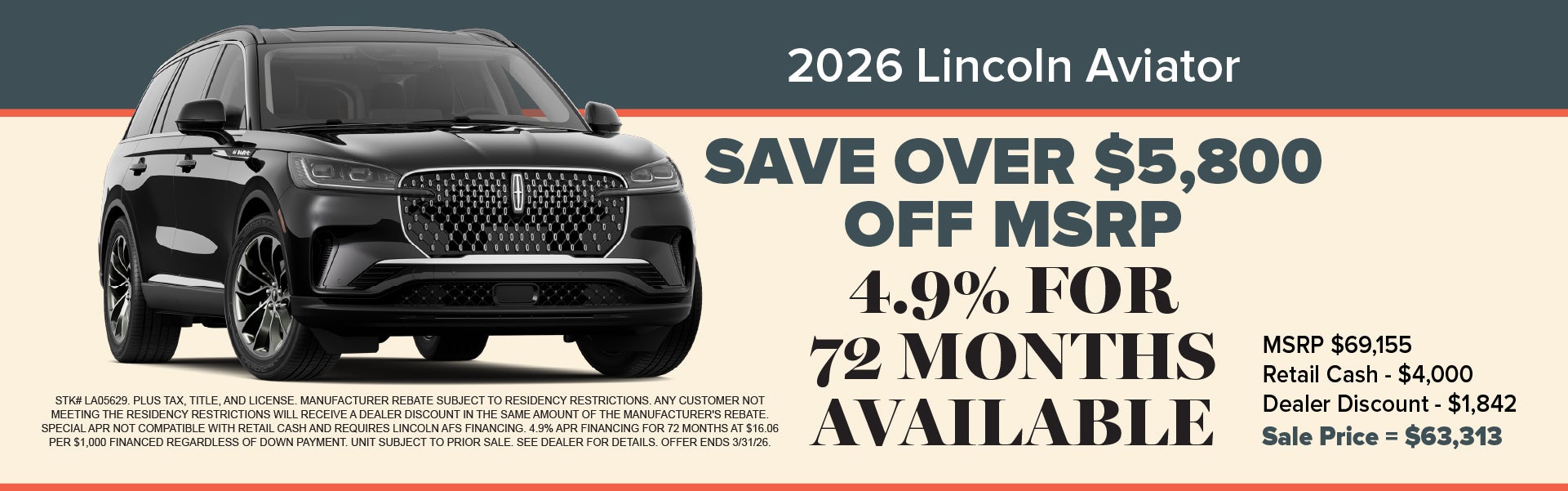 2026 Lincoln Aviator February Offer